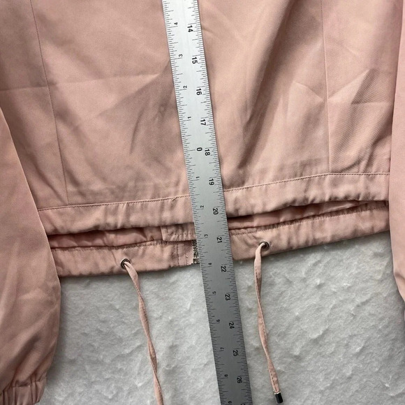 Forever 21 Jacket Women's Sz S Light Pink Full Zip Hooded Drawstring Long Sleeve - Picture 4 of 12